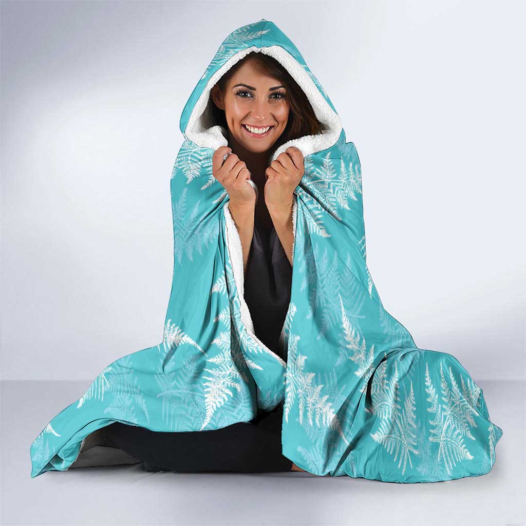 New Zealand Silver Fern Rugby Custom Hooded Blanket Go Aotearoa Champions Turquoise Version - Polynesian Pride