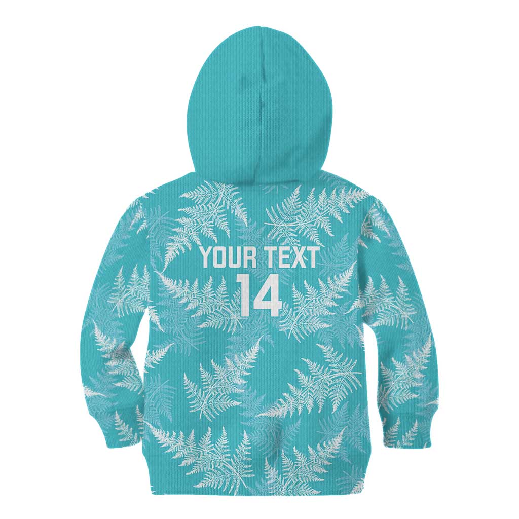 New Zealand Silver Fern Rugby Custom Kid Hoodie Go Aotearoa Champions Turquoise Version - Polynesian Pride