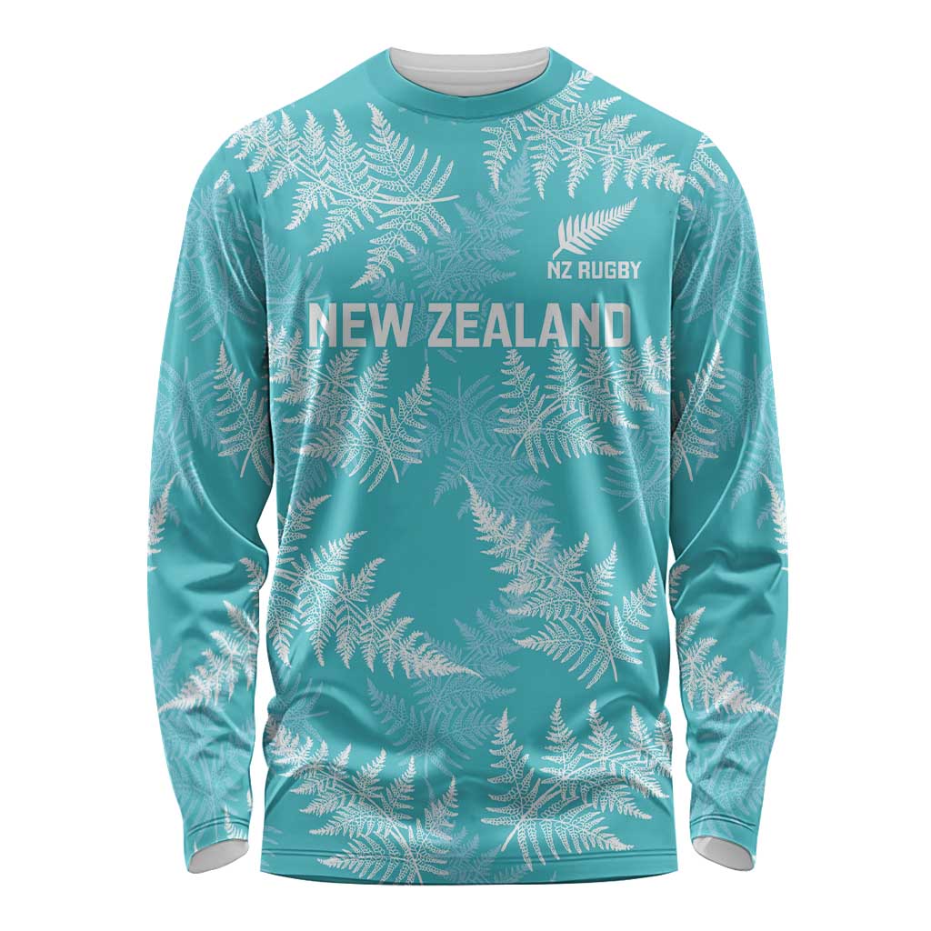 New Zealand Silver Fern Rugby Custom Long Sleeve Shirt Go Aotearoa Champions Turquoise Version LT14 Unisex Turquoise - Polynesian Pride