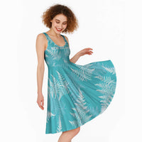 New Zealand Silver Fern Rugby Custom Midi Dress Go Aotearoa Champions Turquoise Version - Polynesian Pride