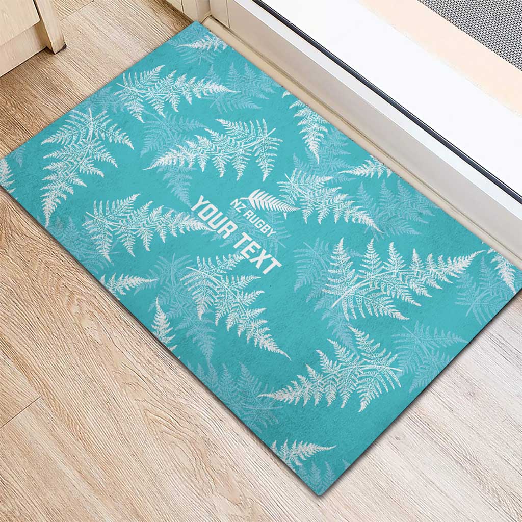 New Zealand Silver Fern Rugby Custom Rubber Doormat Go Aotearoa Champions Turquoise Version - Polynesian Pride