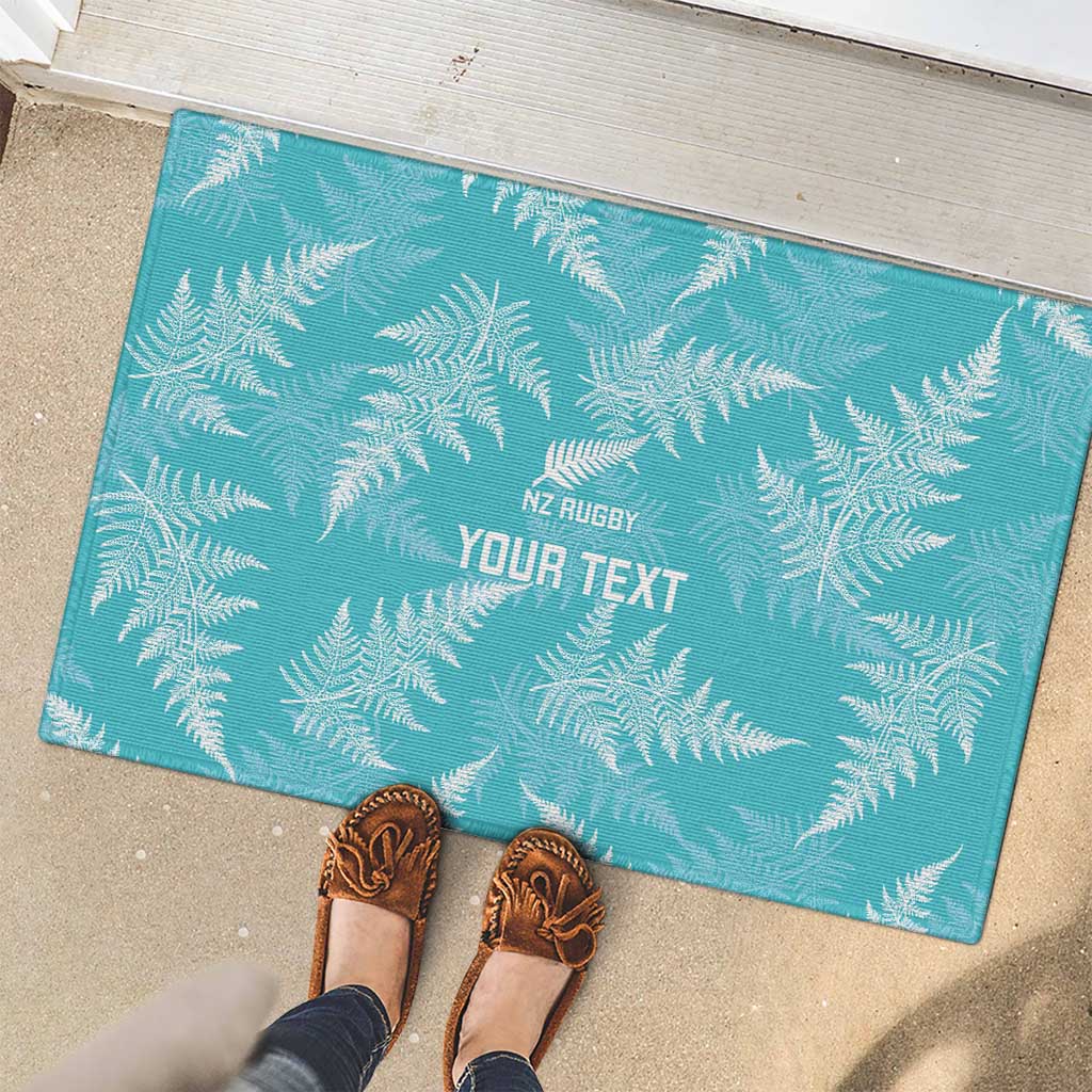 New Zealand Silver Fern Rugby Custom Rubber Doormat Go Aotearoa Champions Turquoise Version - Polynesian Pride