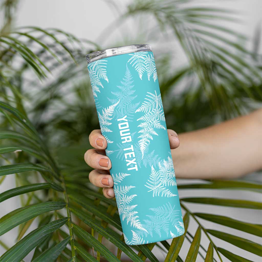 New Zealand Silver Fern Rugby Custom Skinny Tumbler Go Aotearoa Champions Turquoise Version - Polynesian Pride