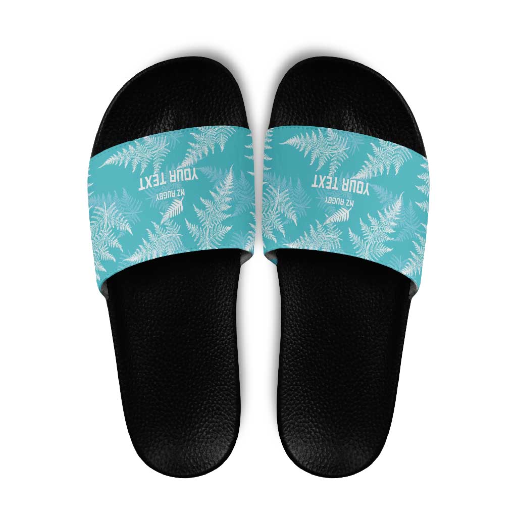 New Zealand Silver Fern Rugby Custom Slide Sandals Go Aotearoa Champions Turquoise Version LT14 Turquoise - Polynesian Pride