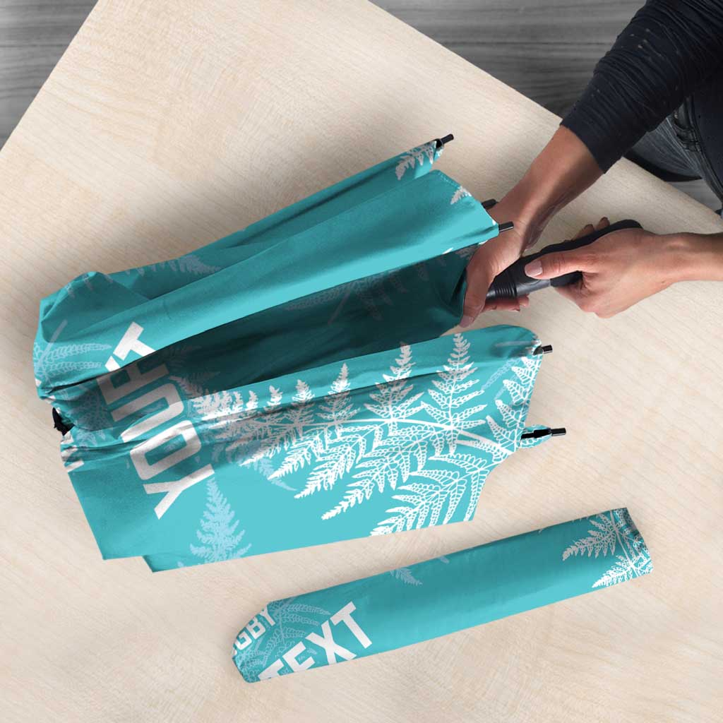New Zealand Silver Fern Rugby Custom Umbrella Go Aotearoa Champions Turquoise Version - Polynesian Pride
