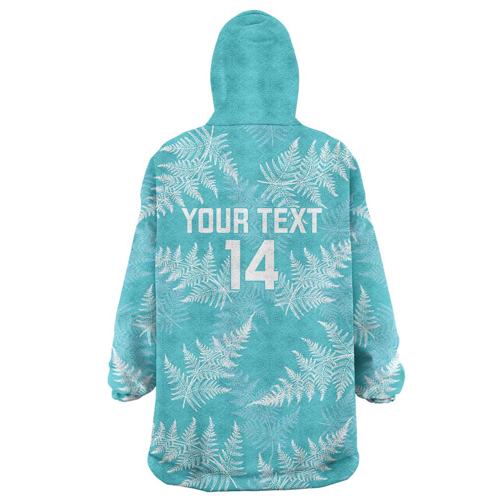 New Zealand Silver Fern Rugby Custom Wearable Blanket Hoodie Go Aotearoa Champions Turquoise Version - Polynesian Pride