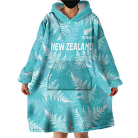 New Zealand Silver Fern Rugby Custom Wearable Blanket Hoodie Go Aotearoa Champions Turquoise Version - Polynesian Pride