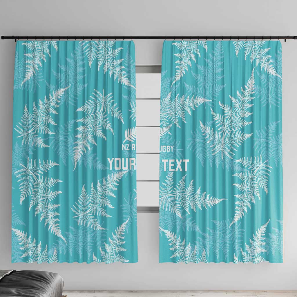 New Zealand Silver Fern Rugby Custom Window Curtain Go Aotearoa Champions Turquoise Version LT14 With Hooks Turquoise - Polynesian Pride