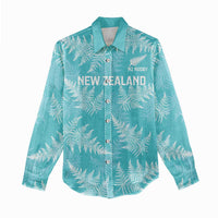 New Zealand Silver Fern Rugby Custom Women Casual Shirt Go Aotearoa Champions Turquoise Version - Polynesian Pride