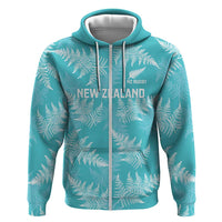 New Zealand Silver Fern Rugby Custom Zip Hoodie Go Aotearoa Champions Turquoise Version - Polynesian Pride
