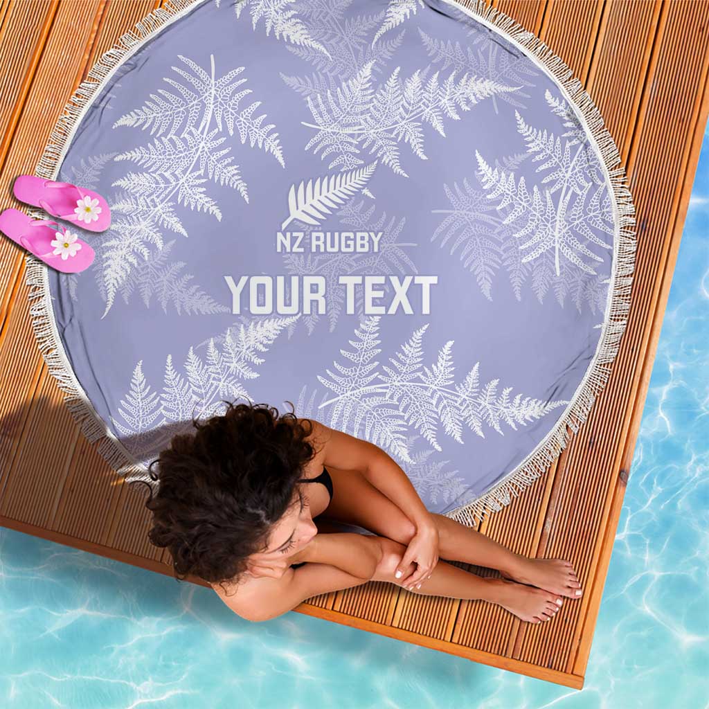 New Zealand Silver Fern Rugby Custom Beach Blanket Go Aotearoa Champions Purple Version - Polynesian Pride