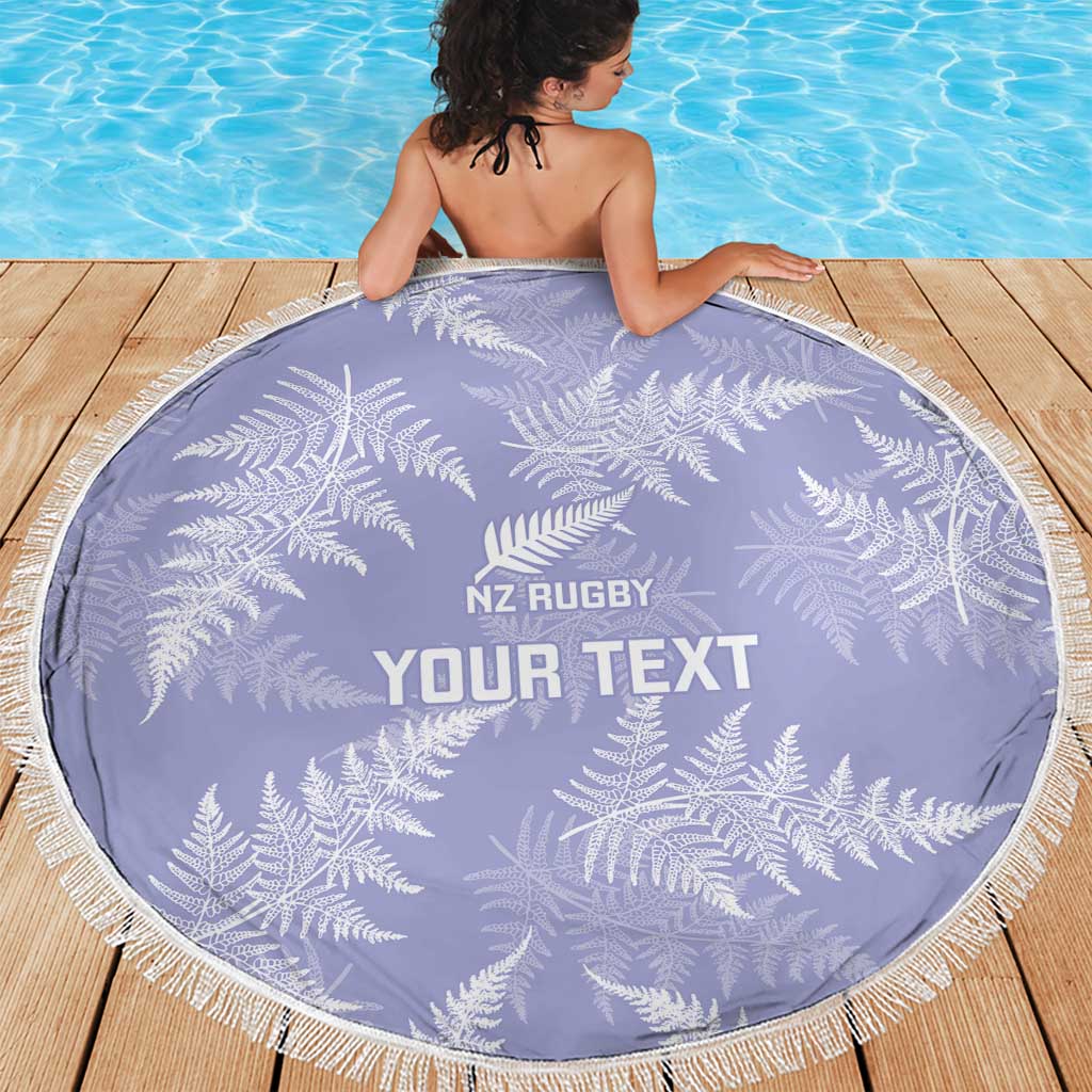 New Zealand Silver Fern Rugby Custom Beach Blanket Go Aotearoa Champions Purple Version - Polynesian Pride