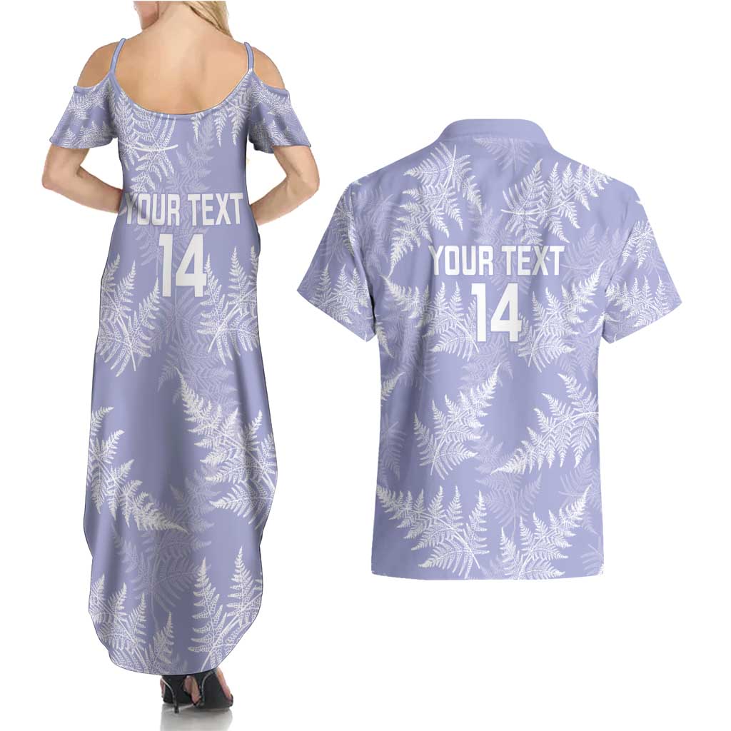 New Zealand Silver Fern Rugby Custom Couples Matching Summer Maxi Dress and Hawaiian Shirt Go Aotearoa Champions Purple Version - Polynesian Pride