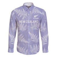 New Zealand Silver Fern Rugby Custom Family Matching Off The Shoulder Long Sleeve Dress and Hawaiian Shirt Go Aotearoa Champions Purple Version - Polynesian Pride