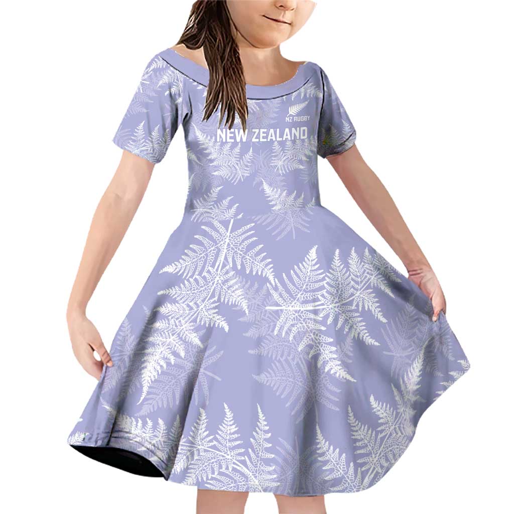New Zealand Silver Fern Rugby Custom Family Matching Off Shoulder Short Dress and Hawaiian Shirt Go Aotearoa Champions Purple Version - Polynesian Pride