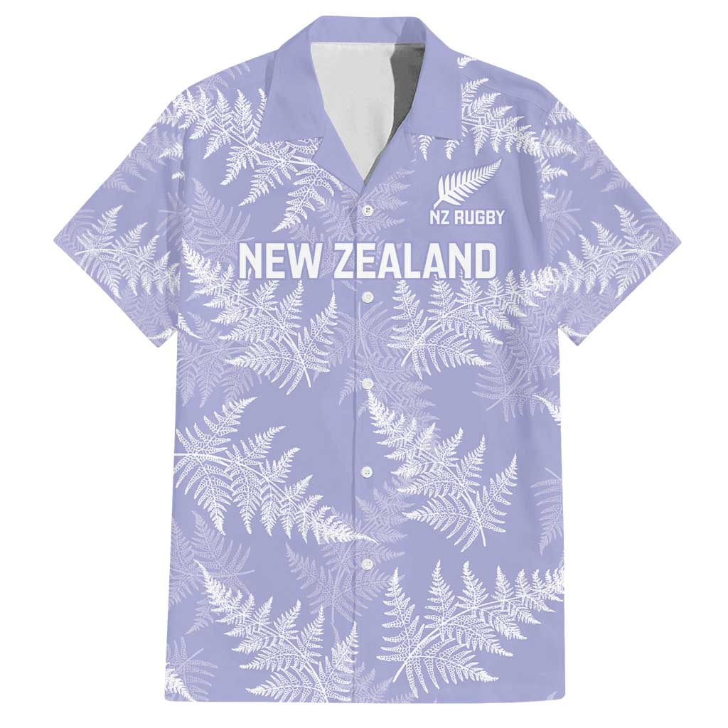 New Zealand Silver Fern Rugby Custom Family Matching Off Shoulder Short Dress and Hawaiian Shirt Go Aotearoa Champions Purple Version - Polynesian Pride