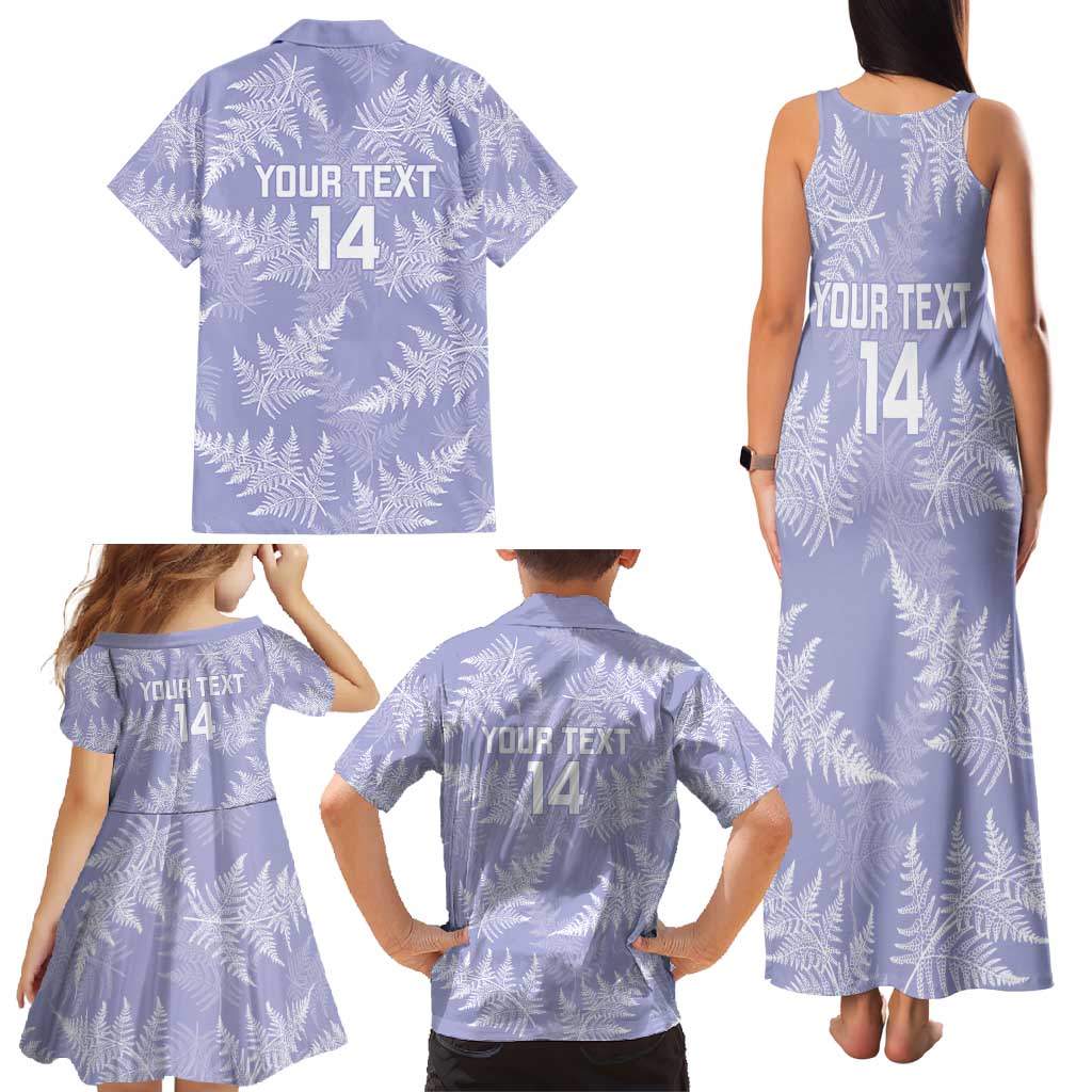 New Zealand Silver Fern Rugby Custom Family Matching Tank Maxi Dress and Hawaiian Shirt Go Aotearoa Champions Purple Version - Polynesian Pride