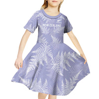New Zealand Silver Fern Rugby Custom Kid Short Sleeve Dress Go Aotearoa Champions Purple Version - Polynesian Pride