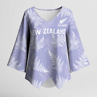New Zealand Silver Fern Rugby Custom Kimono Sleeve Blouse Go Aotearoa Champions Purple Version - Polynesian Pride