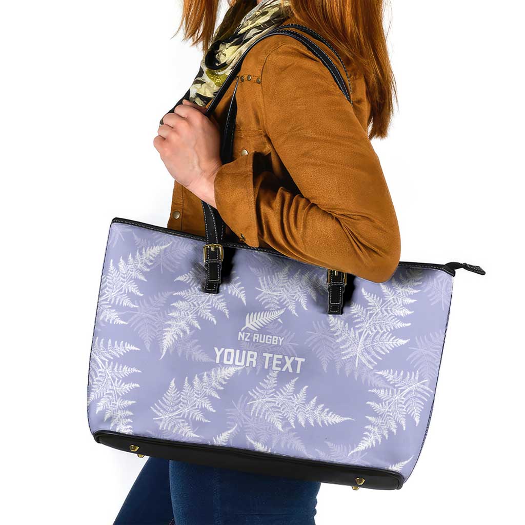New Zealand Silver Fern Rugby Custom Leather Tote Bag Go Aotearoa Champions Purple Version LT14 Purple - Polynesian Pride