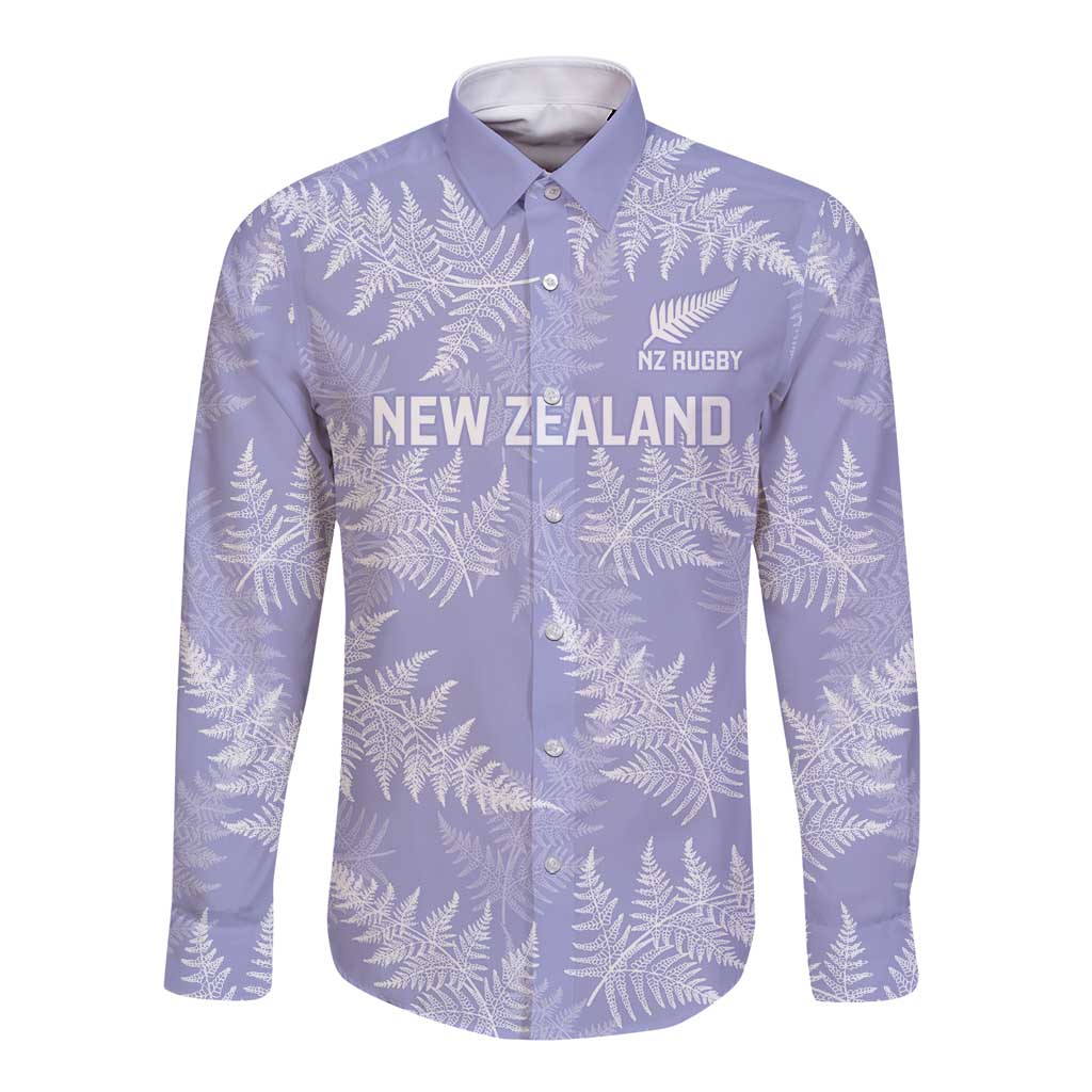 New Zealand Silver Fern Rugby Custom Long Sleeve Button Shirt Go Aotearoa Champions Purple Version LT14 Unisex Purple - Polynesian Pride