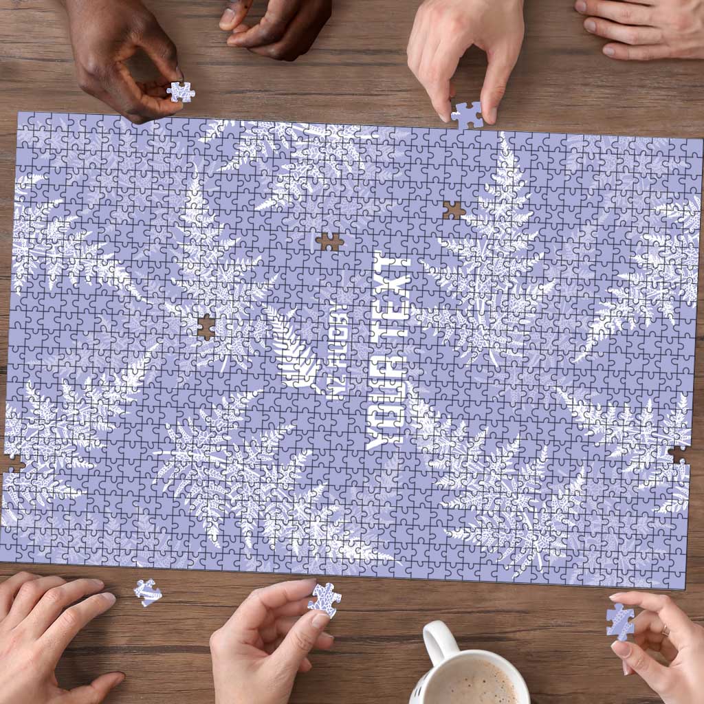 New Zealand Silver Fern Rugby Custom Puzzle Go Aotearoa Champions Purple Version - Polynesian Pride
