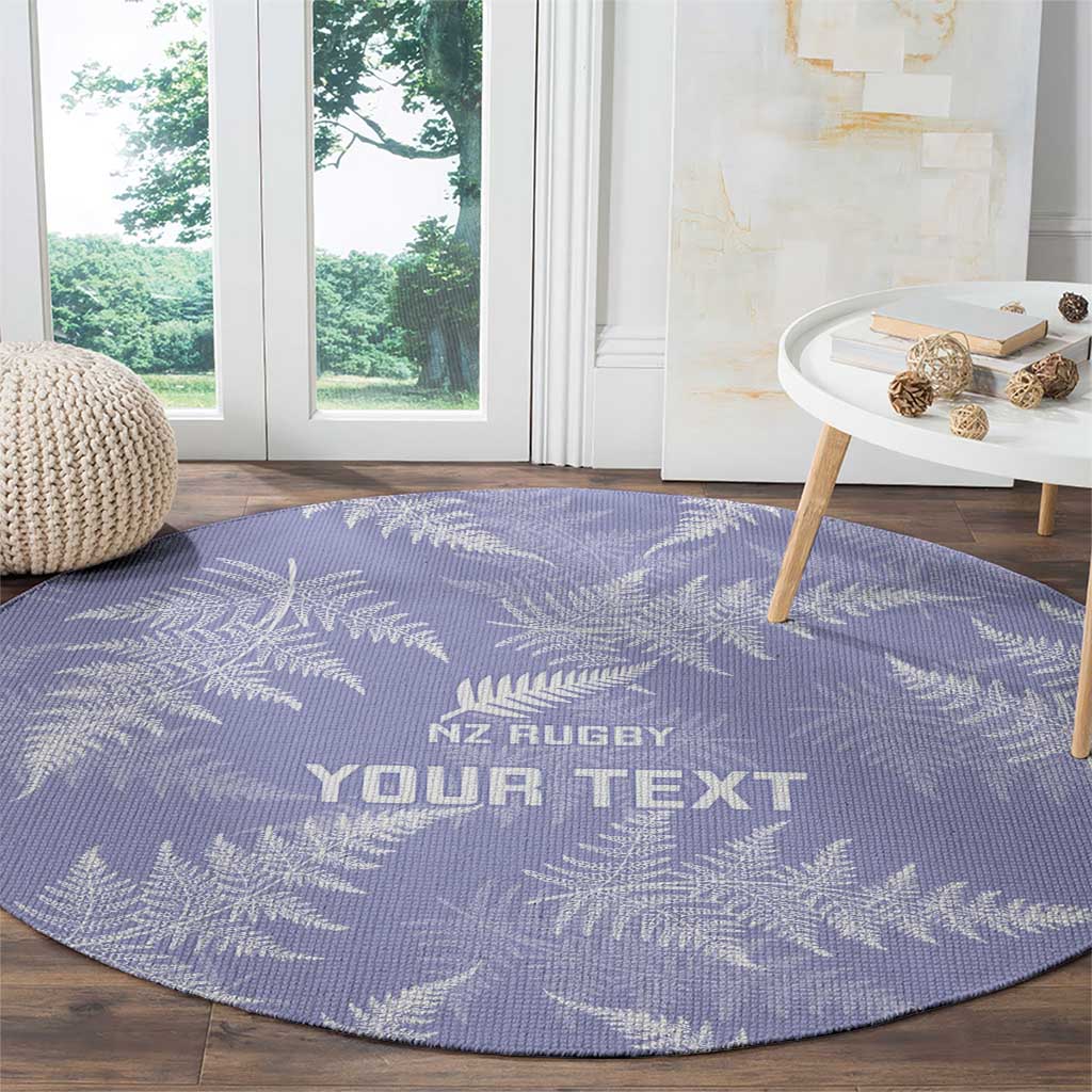 New Zealand Silver Fern Rugby Custom Round Carpet Go Aotearoa Champions Purple Version - Polynesian Pride