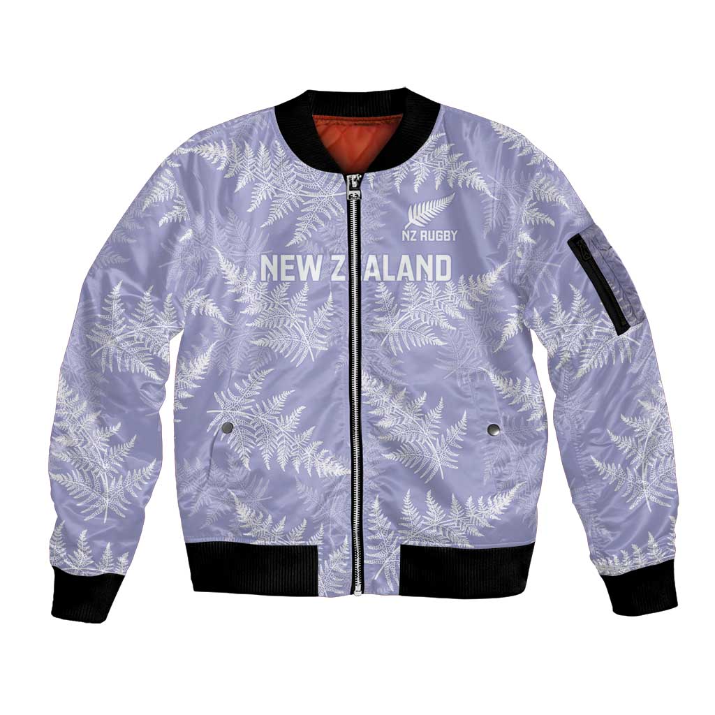 New Zealand Silver Fern Rugby Custom Sleeve Zip Bomber Jacket Go Aotearoa Champions Purple Version LT14 Unisex Purple - Polynesian Pride