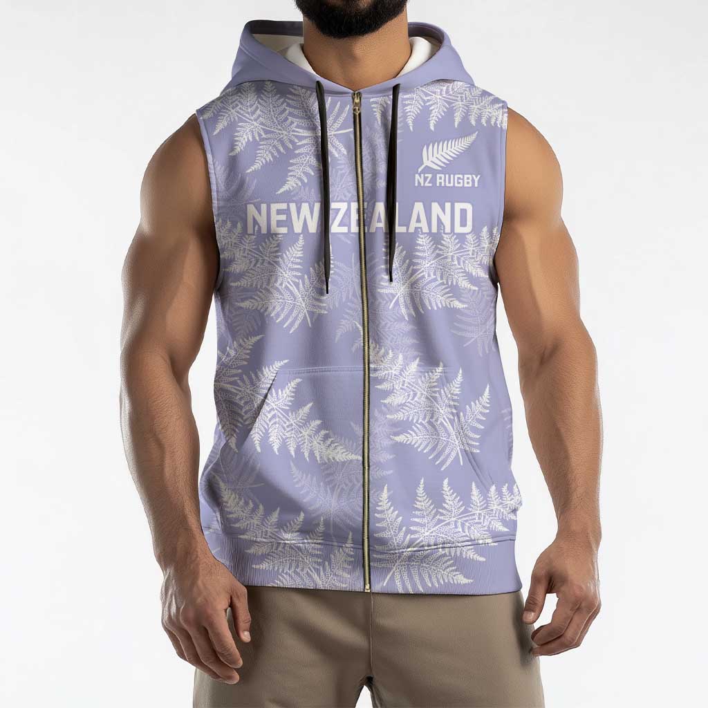 New Zealand Silver Fern Rugby Custom Sleeveless Zip Hoodie Go Aotearoa Champions Purple Version - Polynesian Pride