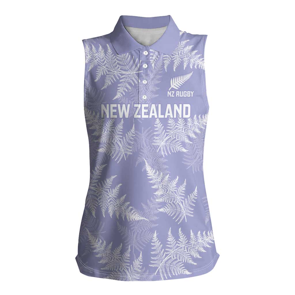 New Zealand Silver Fern Rugby Custom Women Sleeveless Polo Shirt Go Aotearoa Champions Purple Version LT14 Female Purple - Polynesian Pride