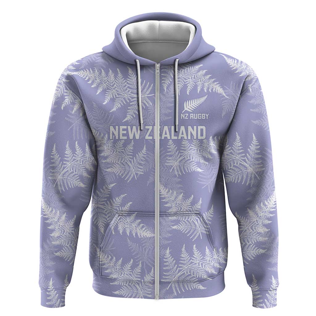 New Zealand Silver Fern Rugby Custom Zip Hoodie Go Aotearoa Champions Purple Version - Polynesian Pride