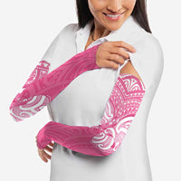 New Zealand Breast Cancer Awareness Arm Sleeves Maori Butterfly Pink Ribbon - Polynesian Pride