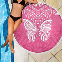 New Zealand Breast Cancer Awareness Beach Blanket Maori Butterfly Pink Ribbon - Polynesian Pride