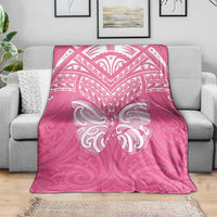 New Zealand Breast Cancer Awareness Blanket Maori Butterfly Pink Ribbon - Polynesian Pride
