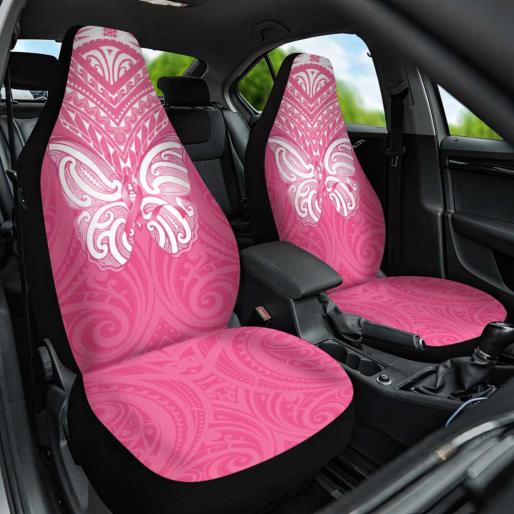 New Zealand Breast Cancer Awareness Car Seat Cover Maori Butterfly Pink Ribbon - Polynesian Pride