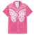 New Zealand Breast Cancer Awareness Family Matching Off The Shoulder Long Sleeve Dress and Hawaiian Shirt Maori Butterfly Pink Ribbon - Polynesian Pride