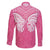 New Zealand Breast Cancer Awareness Family Matching Off The Shoulder Long Sleeve Dress and Hawaiian Shirt Maori Butterfly Pink Ribbon - Polynesian Pride