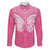 New Zealand Breast Cancer Awareness Family Matching Summer Maxi Dress and Hawaiian Shirt Maori Butterfly Pink Ribbon - Polynesian Pride