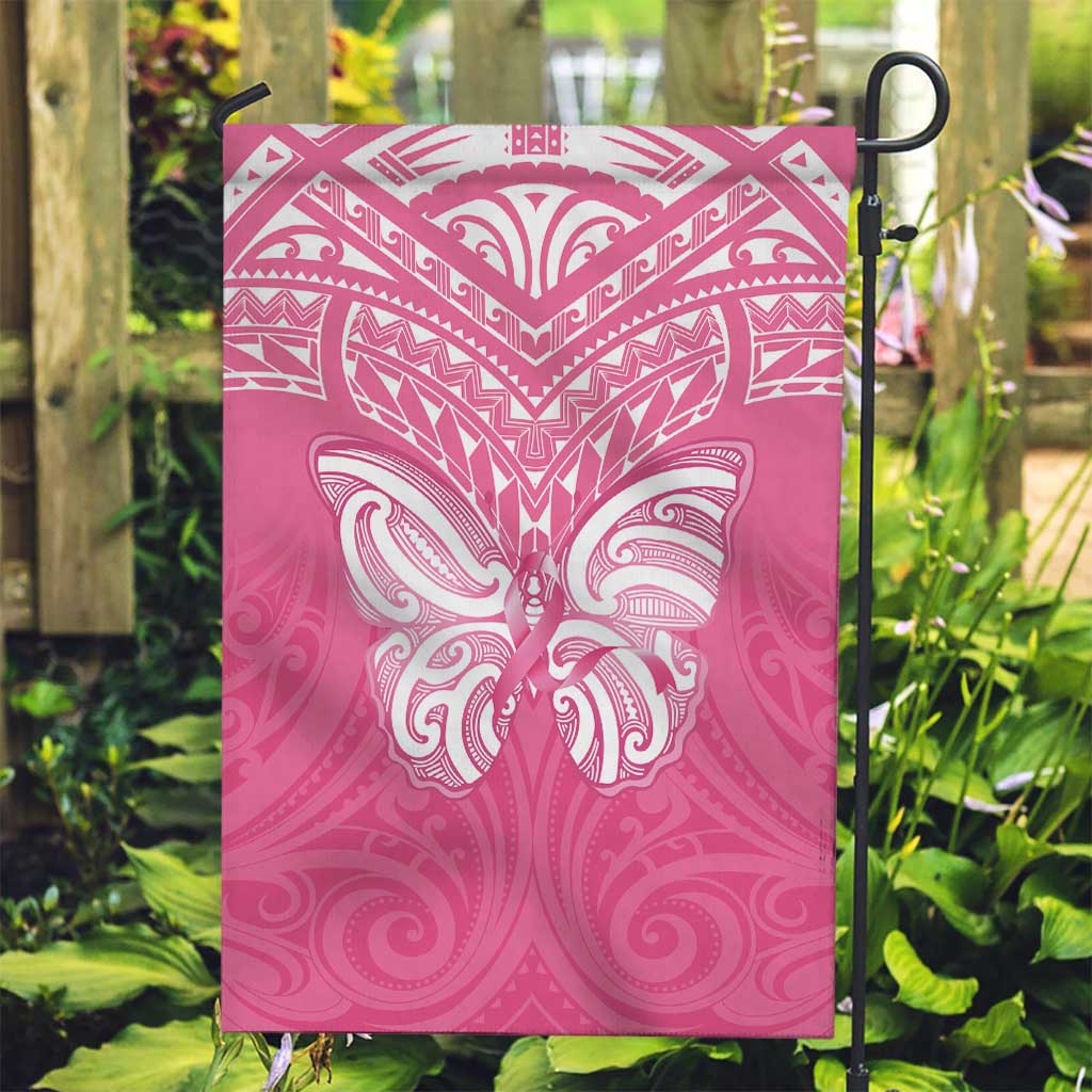 New Zealand Breast Cancer Awareness Garden Flag Maori Butterfly Pink Ribbon - Polynesian Pride