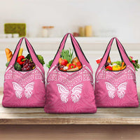 New Zealand Breast Cancer Awareness Grocery Bag Maori Butterfly Pink Ribbon - Polynesian Pride
