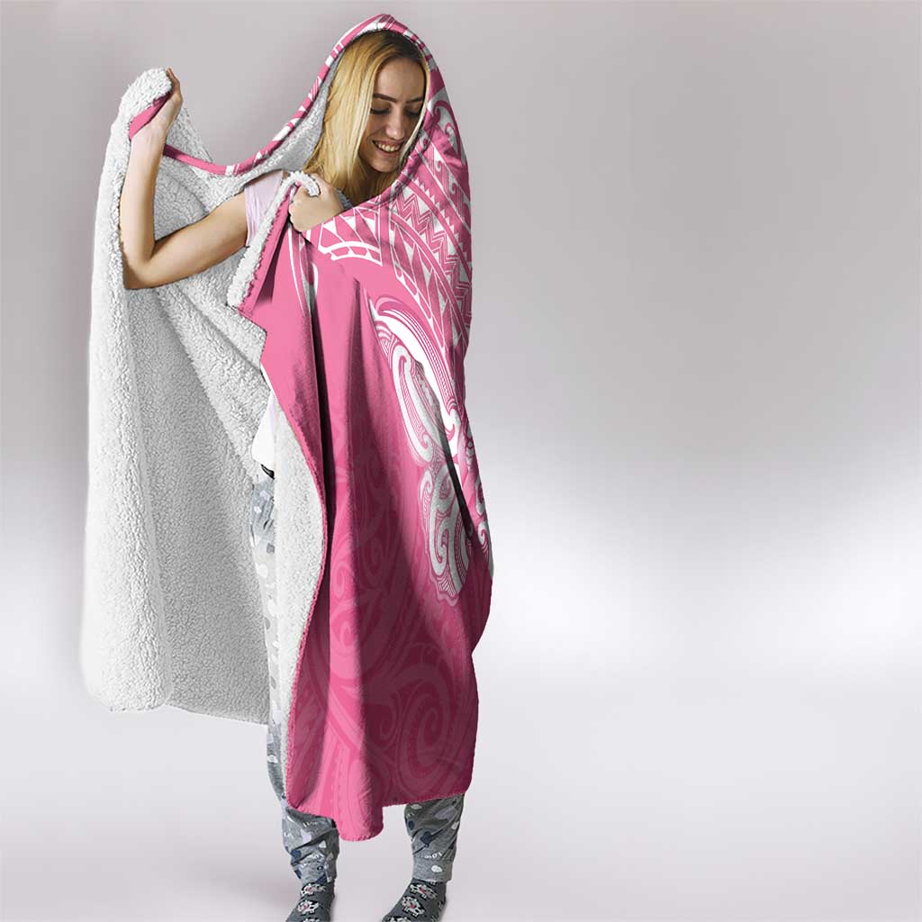New Zealand Breast Cancer Awareness Hooded Blanket Maori Butterfly Pink Ribbon - Polynesian Pride