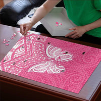 New Zealand Breast Cancer Awareness Puzzle Maori Butterfly Pink Ribbon - Polynesian Pride