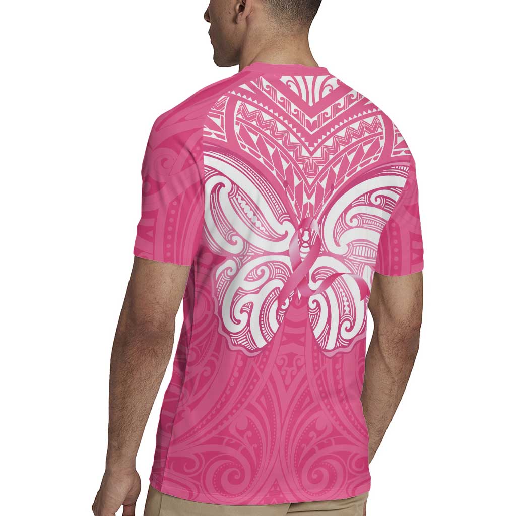 New Zealand Breast Cancer Awareness Rugby Jersey Maori Butterfly Pink Ribbon - Polynesian Pride