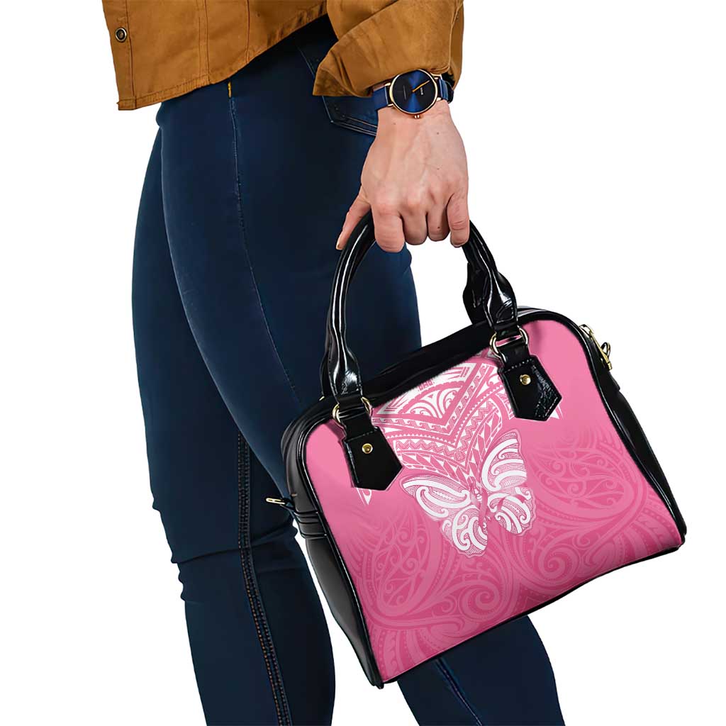 New Zealand Breast Cancer Awareness Shoulder Handbag Maori Butterfly Pink Ribbon - Polynesian Pride