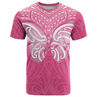 New Zealand Breast Cancer Awareness T Shirt Maori Butterfly Pink Ribbon - Polynesian Pride