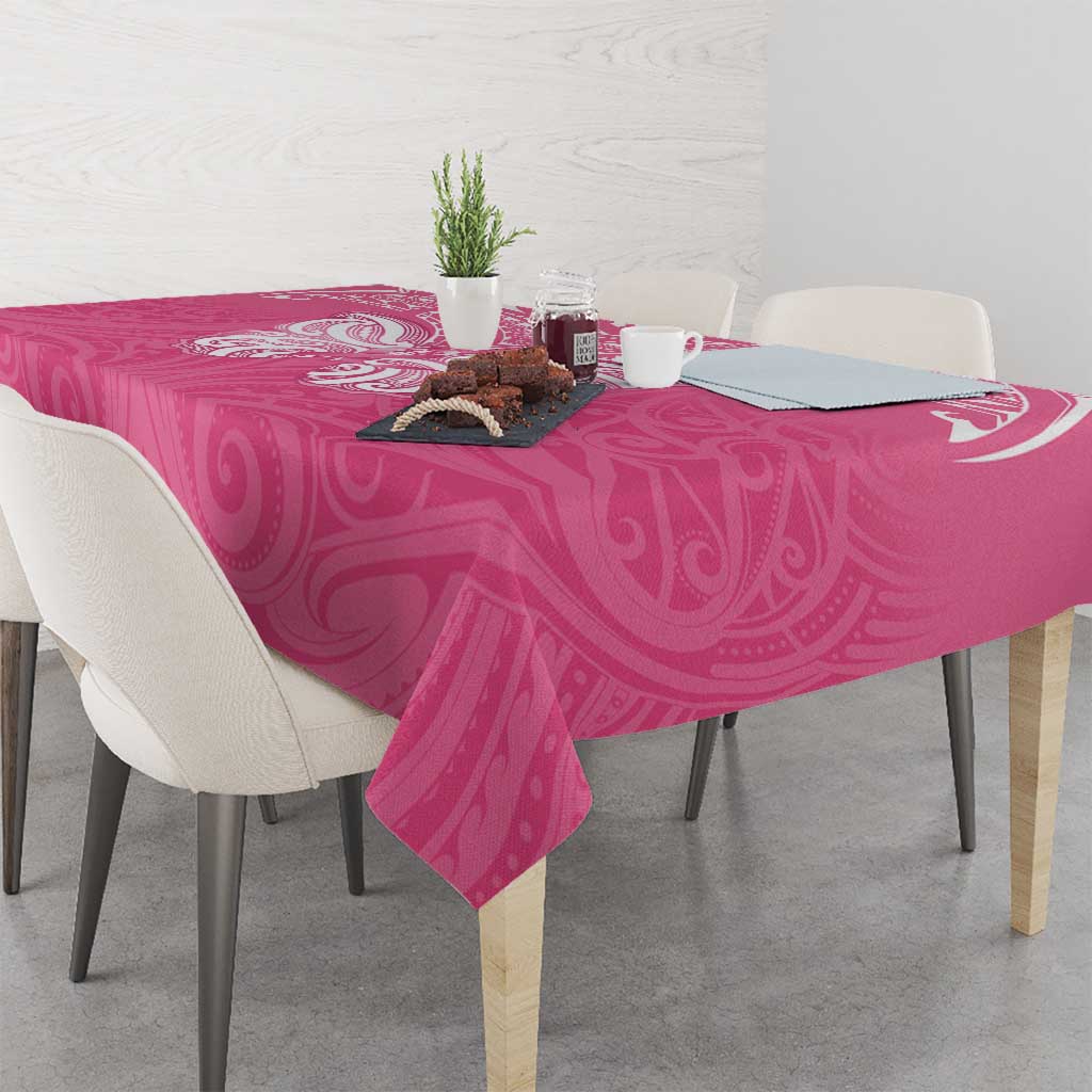 New Zealand Breast Cancer Awareness Tablecloth Maori Butterfly Pink Ribbon - Polynesian Pride
