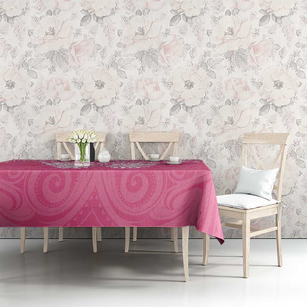 New Zealand Breast Cancer Awareness Tablecloth Maori Butterfly Pink Ribbon - Polynesian Pride