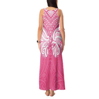New Zealand Breast Cancer Awareness Tank Maxi Dress Maori Butterfly Pink Ribbon - Polynesian Pride