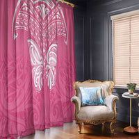 New Zealand Breast Cancer Awareness Window Curtain Maori Butterfly Pink Ribbon - Polynesian Pride