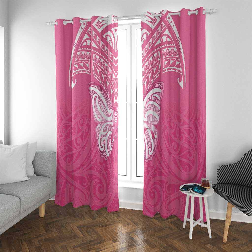 New Zealand Breast Cancer Awareness Window Curtain Maori Butterfly Pink Ribbon - Polynesian Pride